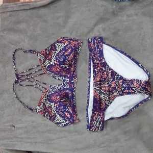 Athlete blue orange and white bikini Size M